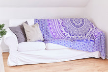 Lade das Bild in den Galerie-Viewer, Collido Mandala Wandtuch aus Indien | 100% Baumwolle | ca. 210x220 cm | Indischer Wandteppich als Überwurf oder Tagesdecke für Couch / Bett Queen Size
