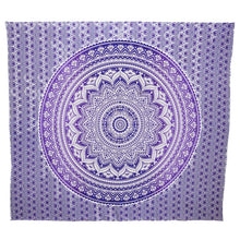 Lade das Bild in den Galerie-Viewer, Collido Mandala Wandtuch aus Indien | 100% Baumwolle | ca. 210x220 cm | Indischer Wandteppich als Überwurf oder Tagesdecke für Couch / Bett Queen Size
