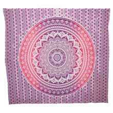 Lade das Bild in den Galerie-Viewer, Collido Mandala Wandtuch aus Indien | 100% Baumwolle | ca. 210x220 cm | Indischer Wandteppich als Überwurf oder Tagesdecke für Couch / Bett Queen Size