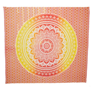 Collido Mandala Wandtuch aus Indien | 100% Baumwolle | ca. 210x220 cm | Indischer Wandteppich als Überwurf oder Tagesdecke für Couch / Bett Queen Size